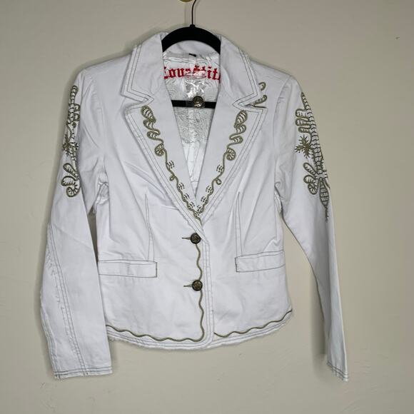 NWT Lovestitch White Embroidered Blazer Size Medium - Picture 5 of 10